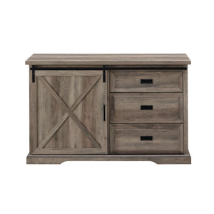 BU56SBD3DRGW - Walker Edison 56" Sliding X Barn Door Sideboard Grey Wash
