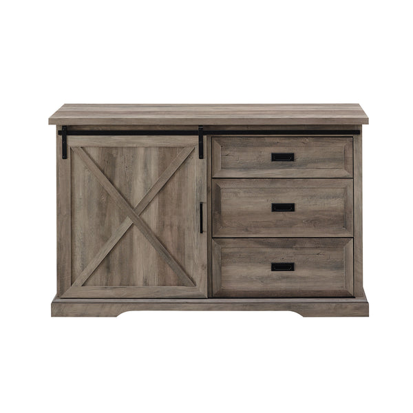 BU56SBD3DRGW - Walker Edison 56" Sliding X Barn Door Sideboard Grey Wash