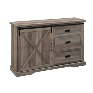 BU56SBD3DRGW - Walker Edison 56" Sliding X Barn Door Sideboard Grey Wash