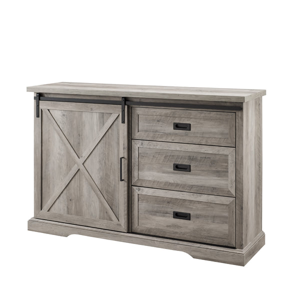 Walker Edison 56" Sliding X Barn Door Sideboard Grey Wash