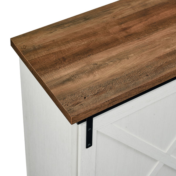 BU56SBD3DRROBRW - Walker Edison 56" Sliding X Barn Door Sideboard Grey Wash