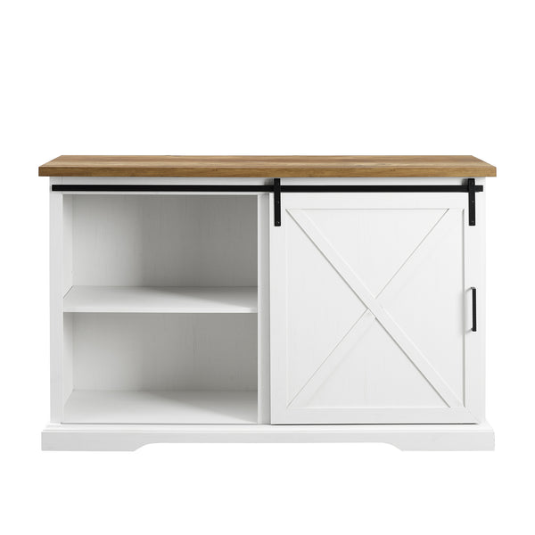 Walker Edison 56" Sliding X Barn Door Sideboard Reclaimed Barnwood/Brushed White