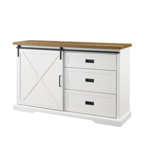 Walker Edison 56" Sliding X Barn Door Sideboard Reclaimed Barnwood/Brushed White