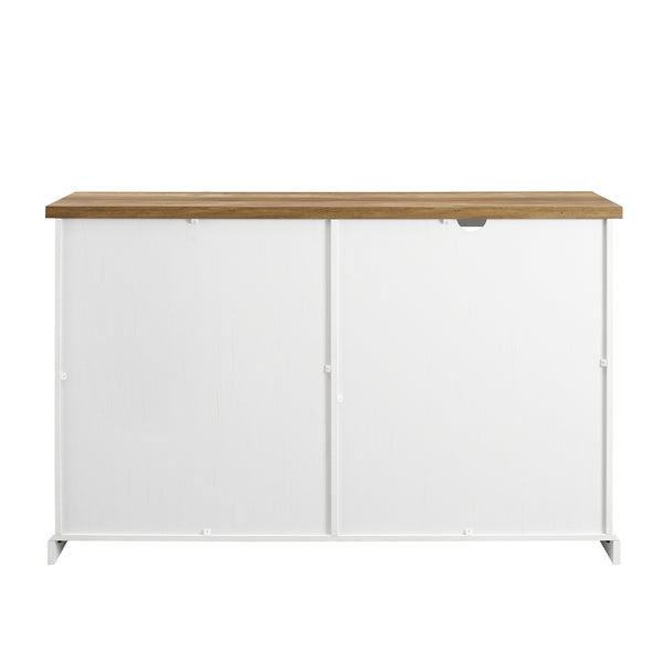 Walker Edison 56" Sliding X Barn Door Sideboard Reclaimed Barnwood/Brushed White