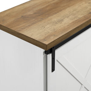 Walker Edison 56" Sliding X Barn Door Sideboard Reclaimed Barnwood/Brushed White