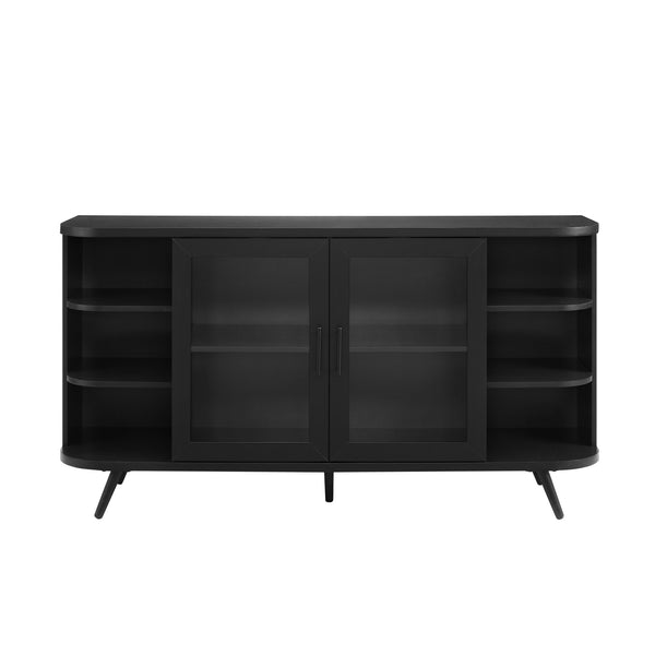 Walker Edison Modern Curved Edge Fluted Glass Door Sideboard XIIXR BU58FRAN2DSB
