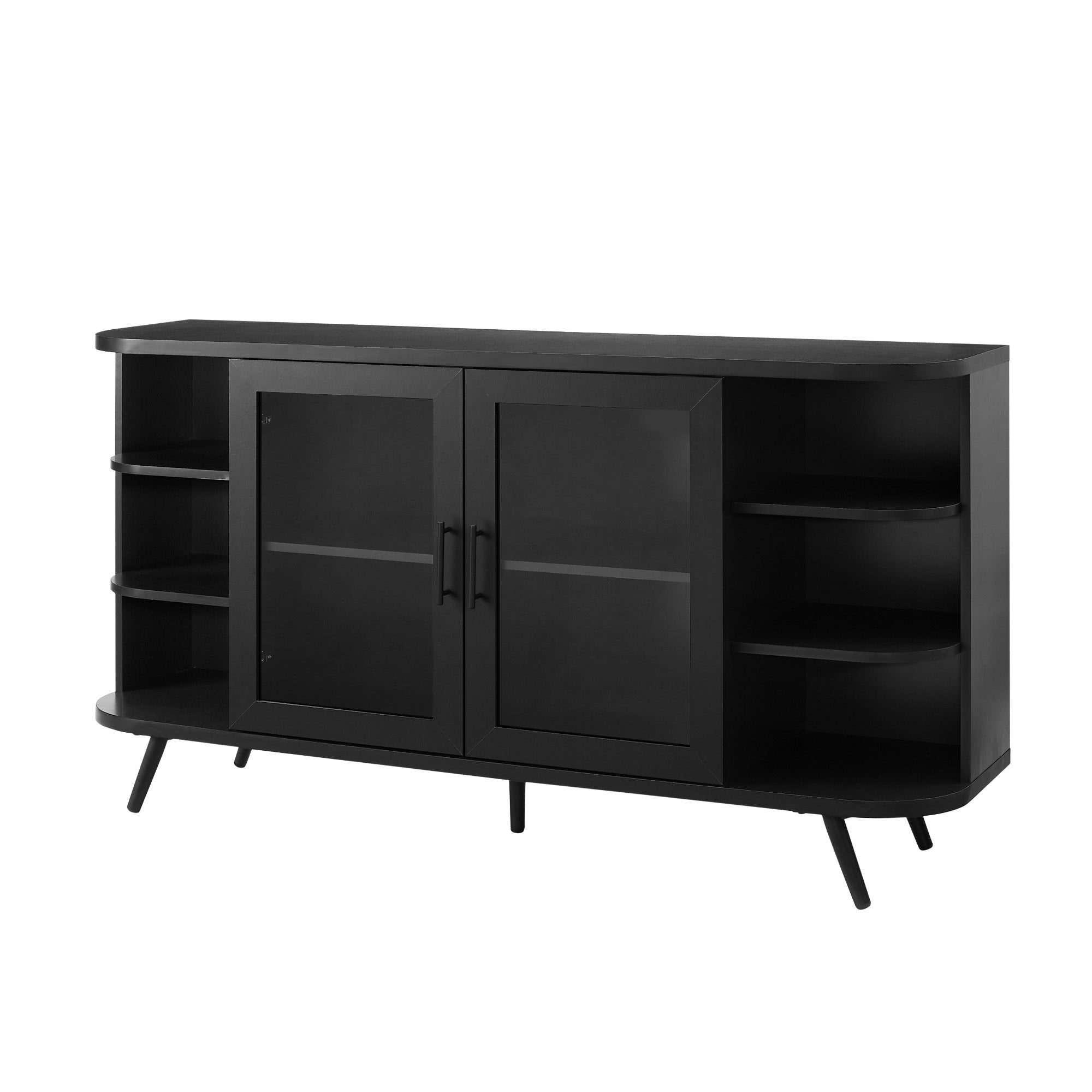 Walker Edison Modern Curved Edge Fluted Glass Door Sideboard - Thumbnail 4