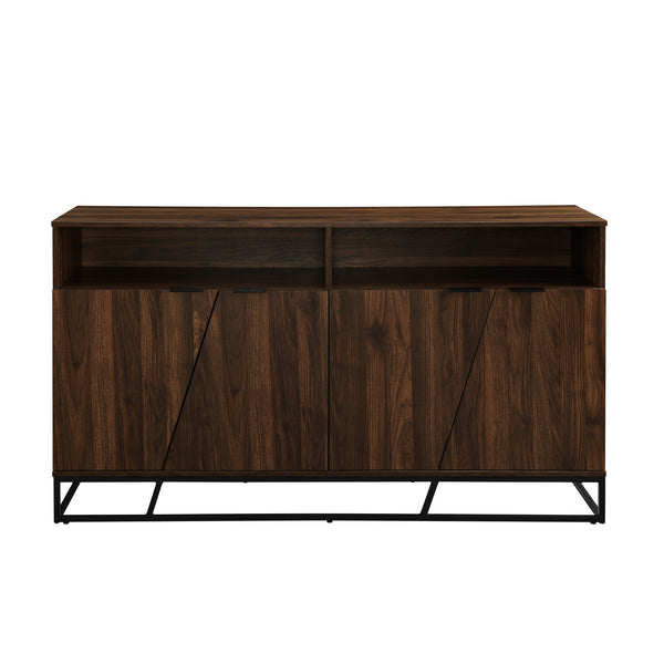 58" Angled Door Sideboard Dark Walnut