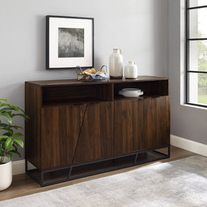 58" Angled Door Sideboard Dark Walnut