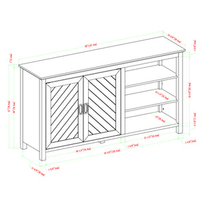 Mila 58" 2 Door Angled Groove Sideboard