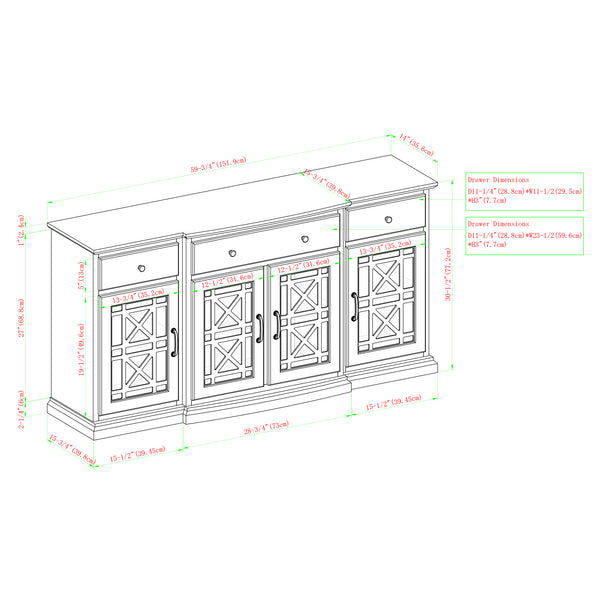 Landon 60" Tiered Fretwork Sideboard