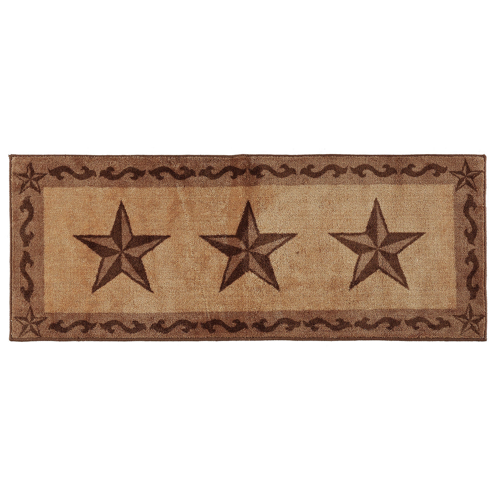 HiEnd Accents 3-Star Scroll Motif Rug BW2010-TS-DT Tan, Brown 100% acrylic with anti-slip latex backing 24x60x0.3