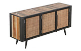 Nordic Rattan TV Dresser 3 Doors in Recycled Boat Wood, Split Rattan & Iron with Natural Boat Wood Finish Finish