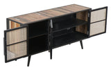 Nordic Rattan TV Dresser 3 Doors in Recycled Boat Wood, Split Rattan & Iron with Natural Boat Wood Finish Finish