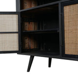 Nordic Rattan Buffet 4 Doors in Recycled Boat Wood, Split Rattan & Iron with Natural Boat Wood Finish Finish