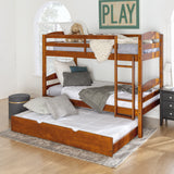 Solid Wood Twin over Twin Bunk Bed + Storage/Trundle Bed - Cherry