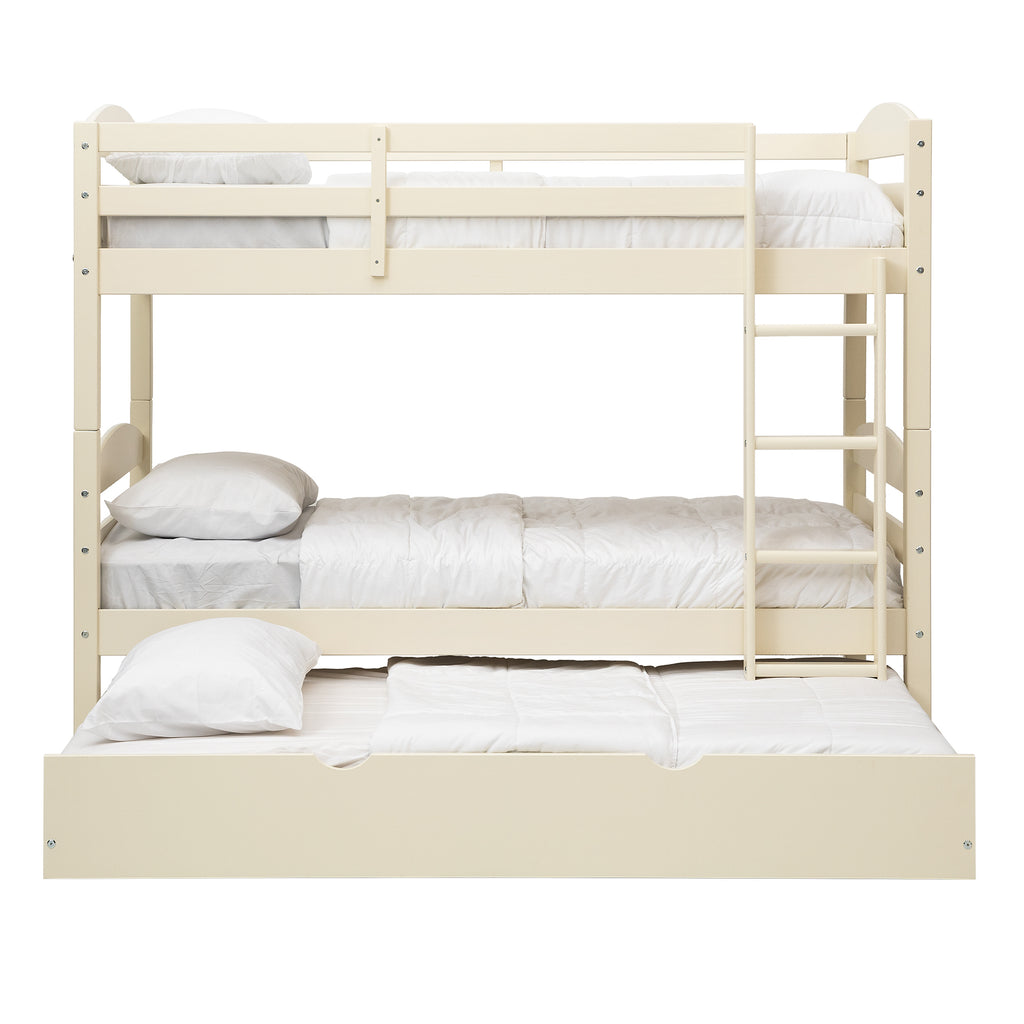 Solid Wood Twin over Twin Bunk Bed + Storage/Trundle Bed - White