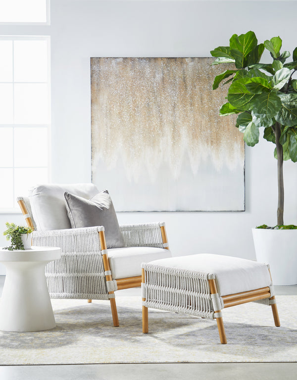 Essentials for Living Woven Bacara Footstool 6822FS.WHT/WHT/NR