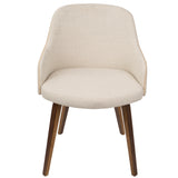 Bacci Mid-Century Modern Dining/ Accent Chair in Walnut Wood and Cream Fabric by LumiSource