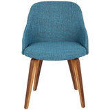 Bacci Mid-Century Modern Dining/ Accent Chair in Walnut Wood and Teal Fabric by LumiSource