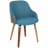 Bacci Mid-Century Modern Dining/ Accent Chair in Walnut Wood and Teal Fabric by LumiSource