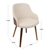 Bacci Mid-Century Modern Dining/ Accent Chair in Walnut Wood and Cream Fabric by LumiSource