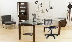 Bungie Low Back Office Chair in Black with Aluminum Frame and Black Base