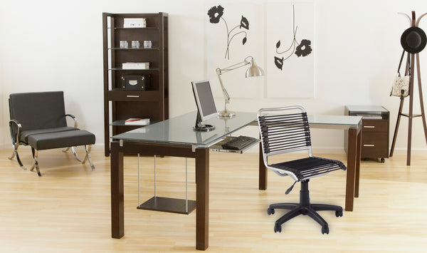 Bungie Low Back Office Chair in Black with Aluminum Frame and Black Base