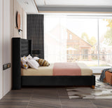 Barolo Velvet / Engineered Wood / Metal / Foam Contemporary Black Velvet Full Bed - 66" W x 81" D x 56" H