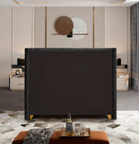 Barolo Velvet / Engineered Wood / Metal / Foam Contemporary Black Velvet Full Bed - 66" W x 81" D x 56" H