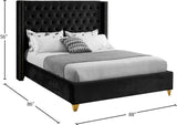 Barolo Velvet / Engineered Wood / Metal / Foam Contemporary Black Velvet King Bed - 88" W x 86" D x 56" H