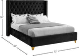 Barolo Velvet / Engineered Wood / Metal / Foam Contemporary Black Velvet Queen Bed - 72" W x 86" D x 56" H