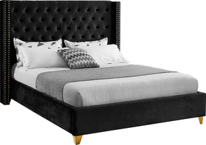 Barolo Velvet / Engineered Wood / Metal / Foam Contemporary Black Velvet Queen Bed - 72" W x 86" D x 56" H