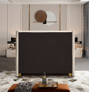 Barolo Velvet / Engineered Wood / Metal / Foam Contemporary Cream Velvet Full Bed - 66" W x 81" D x 56" H