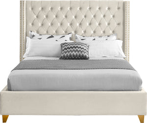 Barolo Velvet / Engineered Wood / Metal / Foam Contemporary Cream Velvet Queen Bed - 72" W x 86" D x 56" H