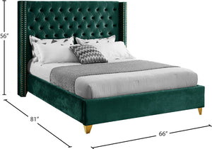 Barolo Velvet / Engineered Wood / Metal / Foam Contemporary Green Velvet Full Bed - 66" W x 81" D x 56" H