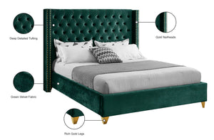 Barolo Velvet / Engineered Wood / Metal / Foam Contemporary Green Velvet Full Bed - 66" W x 81" D x 56" H