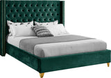Barolo Velvet / Engineered Wood / Metal / Foam Contemporary Green Velvet Full Bed - 66" W x 81" D x 56" H