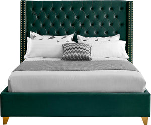 Barolo Velvet / Engineered Wood / Metal / Foam Contemporary Green Velvet Full Bed - 66" W x 81" D x 56" H