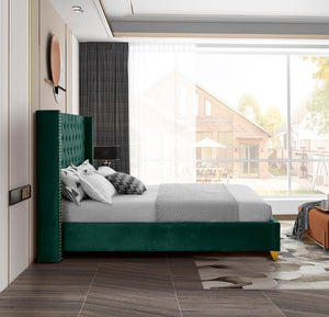 Barolo Velvet / Engineered Wood / Metal / Foam Contemporary Green Velvet Full Bed - 66" W x 81" D x 56" H