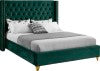 Barolo Velvet / Engineered Wood / Metal / Foam Contemporary Green Velvet King Bed - 88" W x 86" D x 56" H