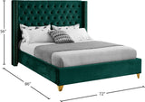 Barolo Velvet / Engineered Wood / Metal / Foam Contemporary Green Velvet Queen Bed - 72" W x 86" D x 56" H