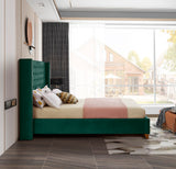 Barolo Velvet / Engineered Wood / Metal / Foam Contemporary Green Velvet Queen Bed - 72" W x 86" D x 56" H