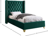Barolo Velvet / Engineered Wood / Metal / Foam Contemporary Green Velvet Twin Bed - 50" W x 81" D x 56" H