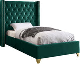 Barolo Velvet / Engineered Wood / Metal / Foam Contemporary Green Velvet Twin Bed - 50" W x 81" D x 56" H
