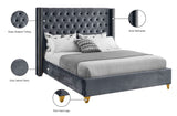 Barolo Velvet / Engineered Wood / Metal / Foam Contemporary Grey Velvet King Bed - 88" W x 86" D x 56" H