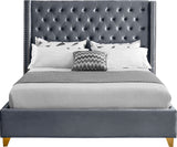 Barolo Velvet / Engineered Wood / Metal / Foam Contemporary Grey Velvet King Bed - 88" W x 86" D x 56" H