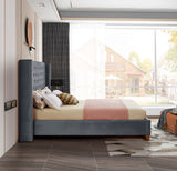Barolo Velvet / Engineered Wood / Metal / Foam Contemporary Grey Velvet Queen Bed - 72" W x 86" D x 56" H