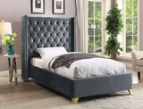 Barolo Velvet / Engineered Wood / Metal / Foam Contemporary Grey Velvet Twin Bed - 50" W x 81" D x 56" H
