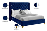 Barolo Velvet / Engineered Wood / Metal / Foam Contemporary Navy Velvet Full Bed - 66" W x 81" D x 56" H